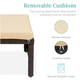 Best Choice Products Set of 2 Wicker Ottomans, Multipurpose Outdoor Furniture for Patio, Backyard, Additional Seating, Footrest, Side Table w/Removable Cushions, Steel Frame - Brown/Tan Best Choice Products