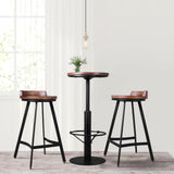 BOKKOLIK 42inch Industrial Style Farmhouse Bar Table, Round Wooden Top, Matte Black Metal Base BOKKOLIK