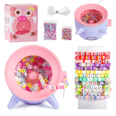 Caydo Clay Bead Spinner, 2-in-1 Electric Clay and Seed Bead Spinner for Jewelry Making, Adjust Speed&Rotation Direction Bracelet Making Machine with Needle and Thread, Craft Gift for 8 Years+, Purple