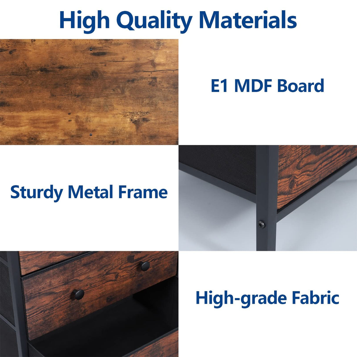 Auromie Clothes Rack with 5 Drawers & 4 Storage Shelves, 59.1W*70.9H Heavy Duty Clothing Rack with 2 Hanging Rods, Wardrobe Closet Organizer System with 5 Hooks, Freestanding Garment Rack (Rustic) Auromie