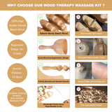 OYHMC Wood Therapy Massage Tools Professional Maderoterapia Kit Body Sculpting Tools for Lymphatic Drainage and Anti-Cellulite.Wood Massager Roller Rpoe for Back and Muscle Pain Relief (5pcs) OYHMC