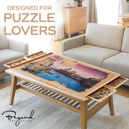 2000 Piece Wooden Jigsaw Puzzle Board -6 Drawers, Rotating Puzzle Table | 41.5” X 30” Jigsaw Puzzle Table | Puzzle Cover Included - Portable Puzzle Tables for Adults and Kids by Beyond Innoventions