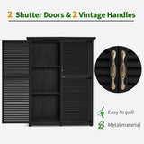 MCombo Outdoor Storage Cabinet, Wooden Storage Shed with Latch, Outside Garden Tool Shed with 2 Doors for Patio Yard Lawn, 1900 (Black, Large) MCombo