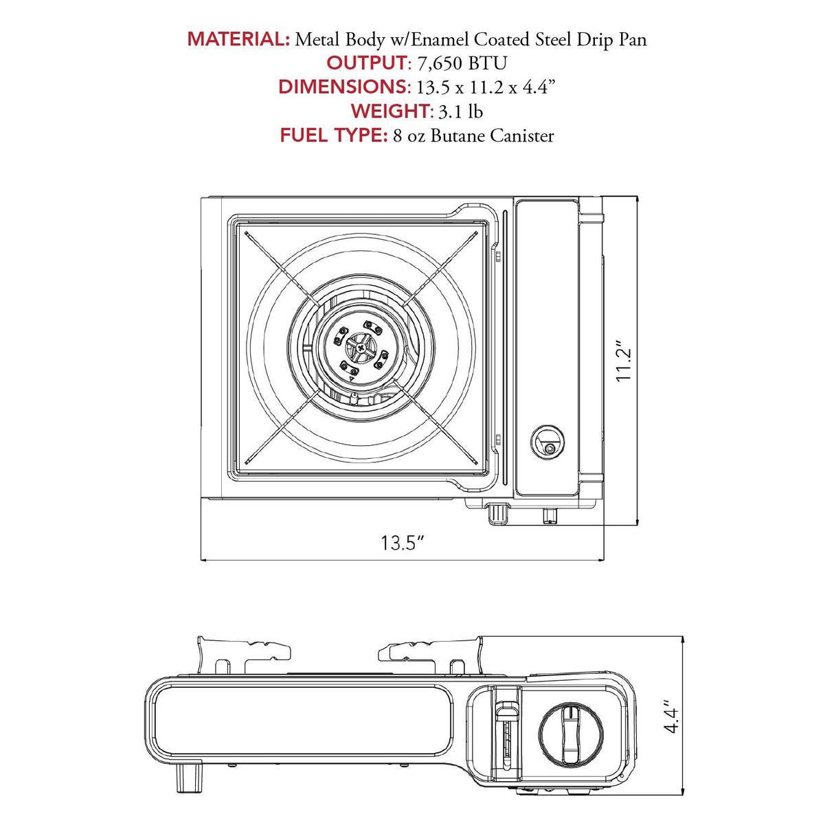 Gas One Portable Butane Camping Stove with Case: Automatic Ignition, Precise Heat Control - Camping & Tailgating and Outdoor Cooking Gas One