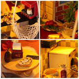 Foyucool DIY Miniature House Kit, Dollhouse Kit with Light, Mini House Building Kit for for Adult to Building, Christmas/Home Decorations/Gifts for Family and Friends, Loft Foyucool