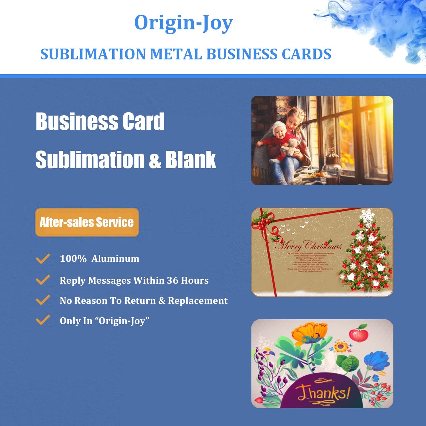 Origin-Joy 25 PCS Sublimation Metal Business Cards, 3.4 x 2.1 Inch Aluminum Printable Business Card Blanks for Custom Color Print (0.45 mm)