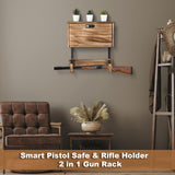 Gun Rack Wall Mount Lock Gun Racks for Wall With Storage 2 Pistol & 1 Gun, Wood Rifle Shotgun Wall Mount Gun display amoard