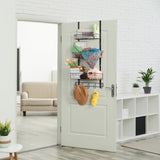 Over the Door Pantry Organizer 3 Tier Hanging Basket Back Door Storage Rack Shelf Metal Over the Door Shelves with 3 Baskets and 5 Hooks for Bathroom Kitchen Pantry Bedroom, Black ETELI