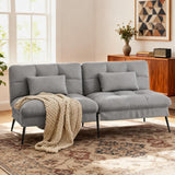 COMHOMA Convertible Sofa Bed,72″Fabric Couch with Adjustable Backrest,Loveseat Recliner Sleeper Living Room Furniture futon Set (Grey) COMHOMA