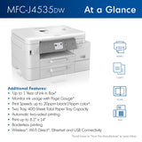 Brother MFC-J4535DW INKvestment -Tank All-in-One Color Inkjet Printer with NFC, Duplex and Wireless Printing Plus Up to 1-Year of Ink in-Box, White Brother