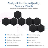 Mollywell Hexagon Acoustic Panels, High Density, Soundproofing, Decorative Noise Reduction Felt Wall Tiles for Ceilings, Home Office & Gaming Room (Black), 12x10x0.4 Inch Mollywell