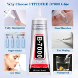 FITTDYHE B7000 Glue Clear with Precision Tip，50Ml B7000 Glue Clear for Rhinestones Glue for Crafts, Multipurpose Jewelry Glue for Fabric DIY Craft Makeup Shoes Jewelry Making Nail Art FITTDYHE