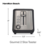 Hamilton Beach Gourmet 2 Slice Slot Toaster with Extra Long & Wide Slots, Sure-Toast Technology, Shade Selector, Bagel Setting, Matte Black and Stainless Steel (22996) Hamilton Beach
