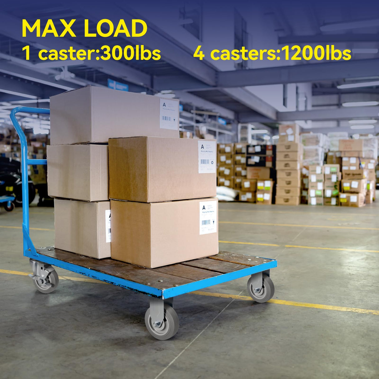 NINOSO Caster Wheels, 4" Heavy Duty Industrial Casters Set of 4 with Load 1200lbs Capacity, Wheels for Cart Furniture(2 Swivel & 2 Rigid) Ninoso