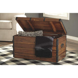 Signature Design by Ashley Kettleby Vintage Wood Storage Trunk or Coffee Table with Lift Top 19", Brown Signature Design by Ashley
