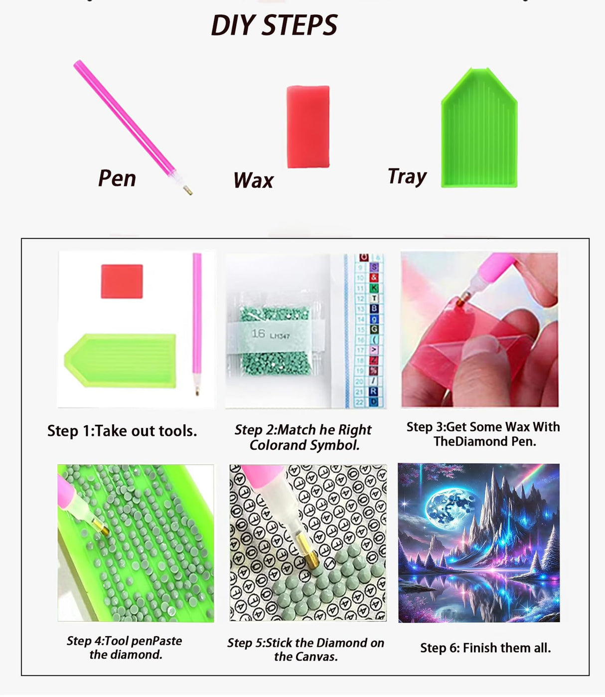 APTDYIGL 5D Moon Landscape Diamond Painting Kits for Adults Beginner,DIY Moon Landscape Diamond Art Kits for Adults,Round Full Drill Diamond Dots with Gem Art Kits,Home Wall Decor 12x16inch APTDYIGL