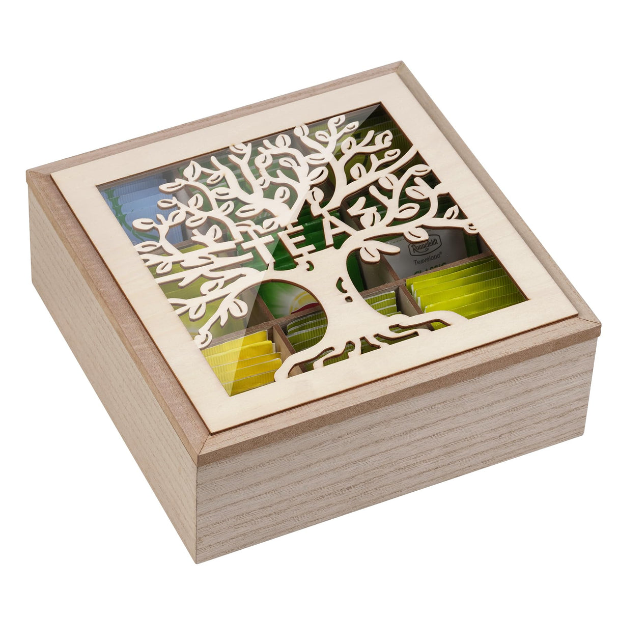 handrong Tea Box Organizer,Wood Teas Bag Holder,Tea Organizers and Storage,Tea Organizer for Teas Bags Coffee Packet for Home Kitchen Office handrong