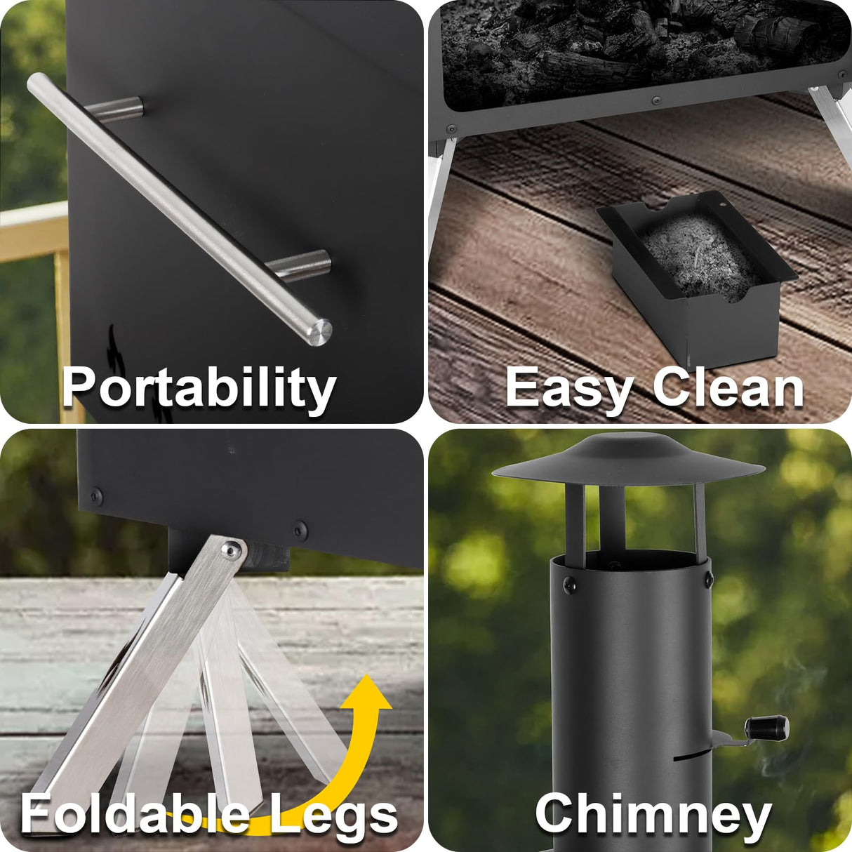 15’’ Outdoor Pizza Oven Wood Fired Pizza Oven Portable Patio Ovens Included Pizza Stone, Pizza Peel, Fold-up Legs, Cover Cooking Rack for Camping Backyard BBQ Polar Aurora