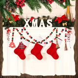 Wood Bead Garland for Christmas Tree, Christmas Wood Bead Garland Christmas Wooden Beads Garland Christmas Wood Garland Christmas Wood Bead Garland with Tassels Red and White Christmas Decor HEEYA