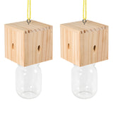 2 PCS Wood Carpenter Bee Trap for Outside - Best Bee Trap - Cube Style Nature Hanging Carpenter Bee Traps Plastic Jar Outdoor - Insect Traps Best Bee Trap