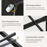 DWVO Queen Size Bed Frame with Storage Bookcase Headboard & LED Lights, Slide Out Bedside Storage, Charging Station, Heavy Duty Metal Slats, No Box Spring Needed, Noise-Free, Easy Assembly, Black DWVO