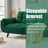 liuyouhom Convertible Futon Couch Bed, Sleeper Sofa Bed with Adjustable Backrests, Linen Loveseat Sofa 3 Seater Comfy Couch for Small Spaces, Living Room, Bedroom(Green, 75") liuyouhom
