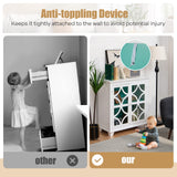 Giantex Buffet Sideboard, Freestanding Kitchen Cupboard w/Adjustable Shelf, 2 Decorative Glass Doors, Modern Storage Organizer for Living Room, Kitchen, Entryway (White & Green) Giantex