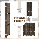 Room Divider 6 Panel Room Screen Divider Wooden Screen Folding Portable partition Screen Wood with Removable Storage Shelves Colour Brown FDW