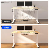 FLEXISPOT EN2 Whole-Piece Standing Desk with Clamp Power Strip, 40 x 24 Electric Stand Up Height Adjustable Desk with Cable Management (White Frame + 40" Maple Top) FLEXISPOT