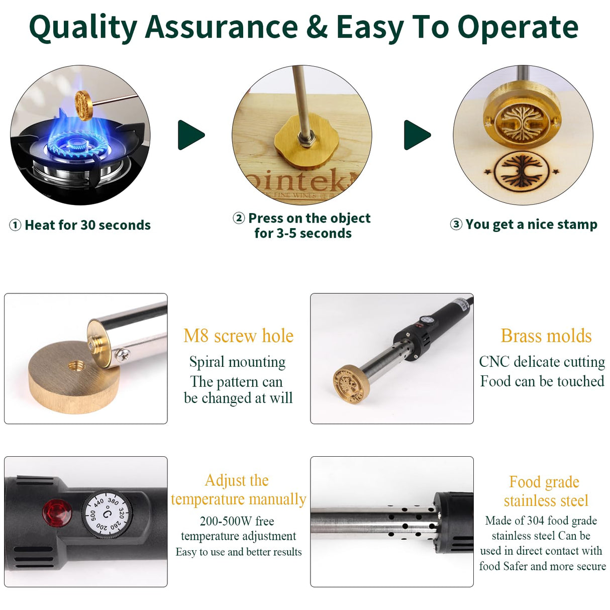 Custom Branding Iron Stamp for Wood and Leather - Personalised Logo Tool by HRCOYES (1.5x1.5 Inch) HRCOYES