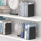VFINE Bookends 1 Pair, Bookends for Shelves, Metal Black Book Ends for Shelves, Book Ends for Heavy Books, Book Shelf Holder for Home Office VFINE