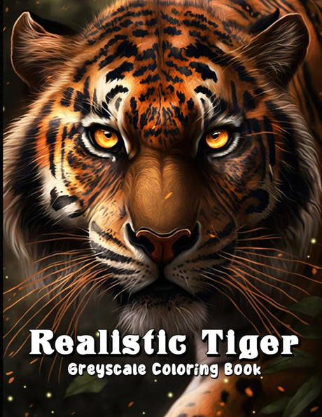 Realistic Tiger Greyscale Coloring Book: Awesome designs for adults to relax, color and enjoy. Majosta