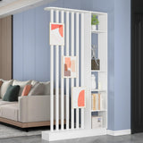 Wall Room Divider, Freestanding Wood Room Divider Shelf with Shelves, Divider Screen Separator Screen with Storage, Wall Divider for Room Separation, for Home Office Decorative(White,39.4IN) UKETO