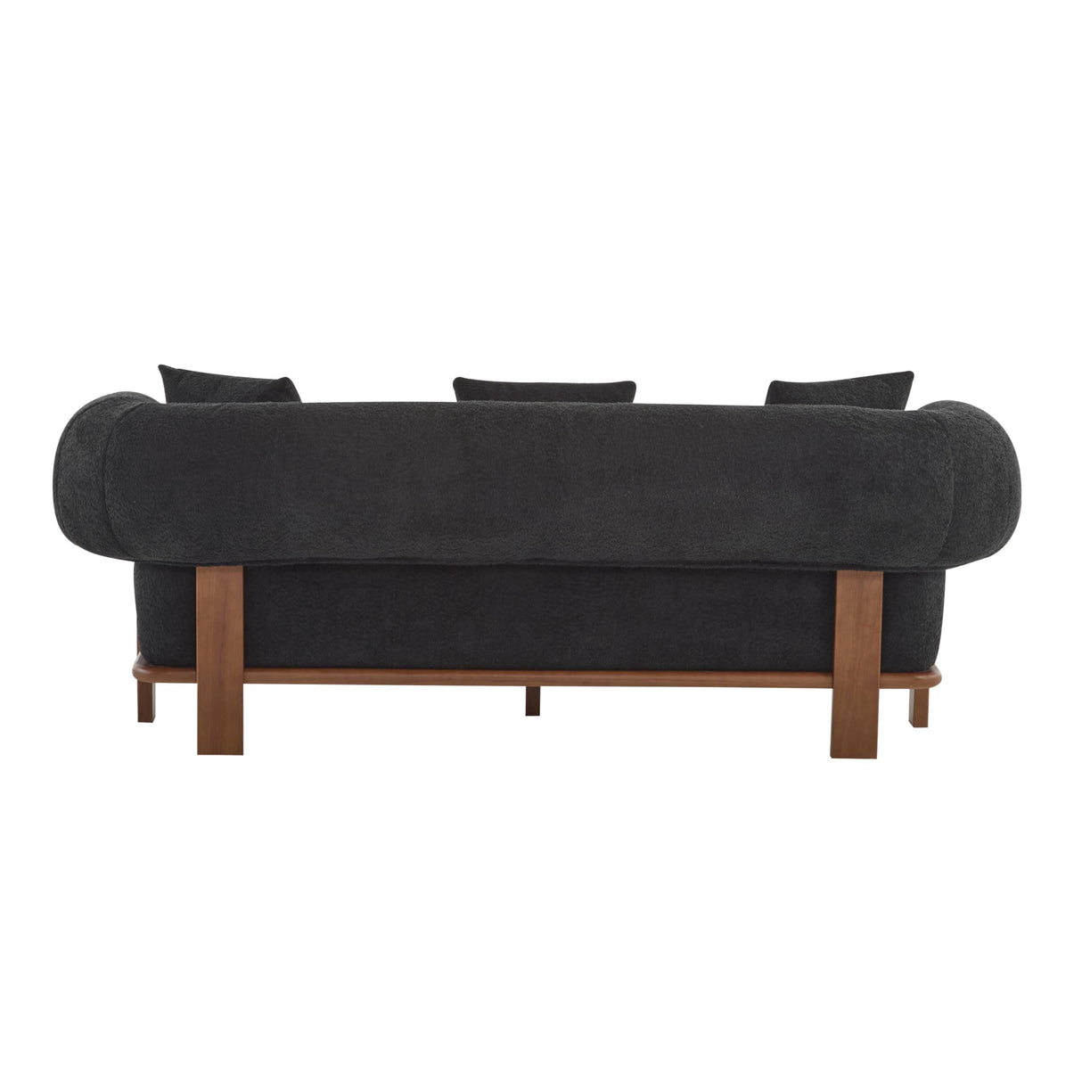Christopher Knight Home Yule Living Room Wooden 3-Seater Sofa, Boucle Fabric Upholstered Lounge Sofa Couch, Home Office/Bedroom Sofa Chair with Accent Pillow, Comfy Reading Cloud Sofa, Black + Brown Christopher Knight Home