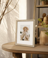 SUMGAR 8x10 Picture Frame Boho 5x7 Photo Frame with Mat Farmhouse White Wood Shabby Chic Wall Mounted Display for Birthday Wedding Friend Gifts with Distressed Decorative Pine Beads SUMGAR