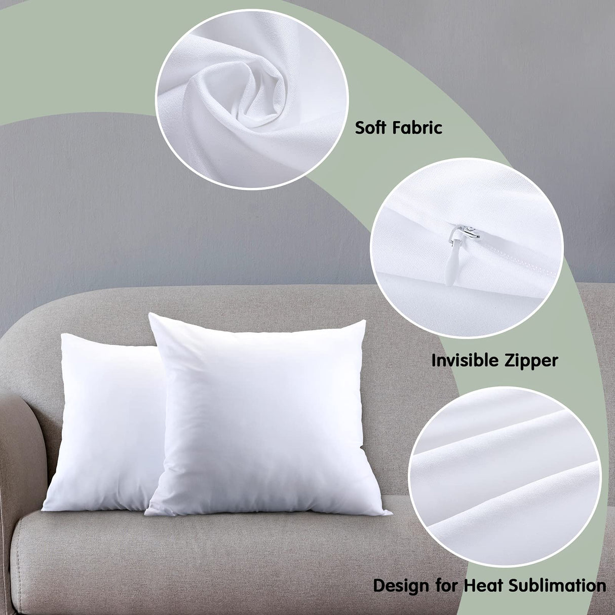 Tatuo 20 Sublimation Pillow Covers Blank Polyester Throw Pillow Covers 17.7 x 17.7 Inch Heat Transfer Pillow Covers with Zipper for Sublimation Printing Couch No Pillow Insert Tatuo