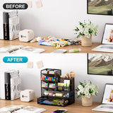 Marbrasse Mesh Pen Holder for Desk, Multi-Functional Pencil Organizer with Drawer, Desk Organizers and Accessories for Office Art Supplies (Black) Marbrasse