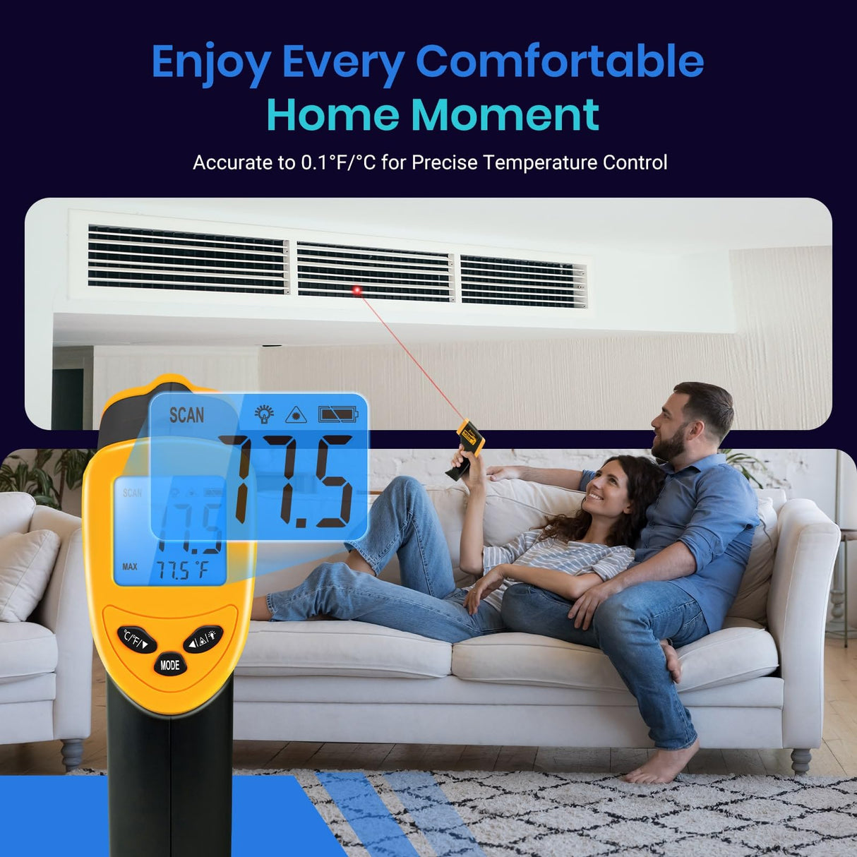 Etekcity Infrared Thermometer Temperature Gun 1080, -58°F to 1130°F for Meat Food Pizza Oven Griddle Accessories, Heat Gun for Cooking, Kitchen, Fridge, Reptile,BBQ Etekcity