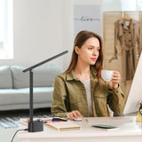 Honeywell Upgraded LED Desk Lamp - H01 Pro Sunturalux™ Foldable Desk Light with USB A+C Charging Ports, 3 Color Modes Dimmable Table Lamp for Home Office Reading(Black) Honeywell