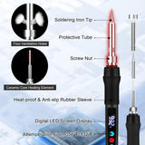 Soldering Iron Kit, 100W Soldering Gun with LED Digital Display, Adjustable Temperature 356-932℉ Solder Kit for Electronics, Includes Soldering Iron Tip, Solder Wire, Stand, Tweezers and Paste, Black Crtsweker