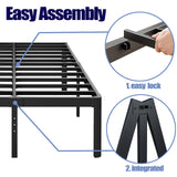 Hunlostten 14in High King Bed Frame No Box Spring Needed, Heavy Duty King Platform Bed Frame with Round Corners, Easy Assembly, Noise Free, Black Hunlostten