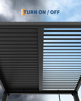 GarveeLife Louvered Pergola 10 ft x10', Outdoor Pergola with Adjustable Louvered Roof, Reinforced Aluminum Frame, Integrated Drainage System, Hardtop Gazebo for Patio, Deck, Gray GarveeLife