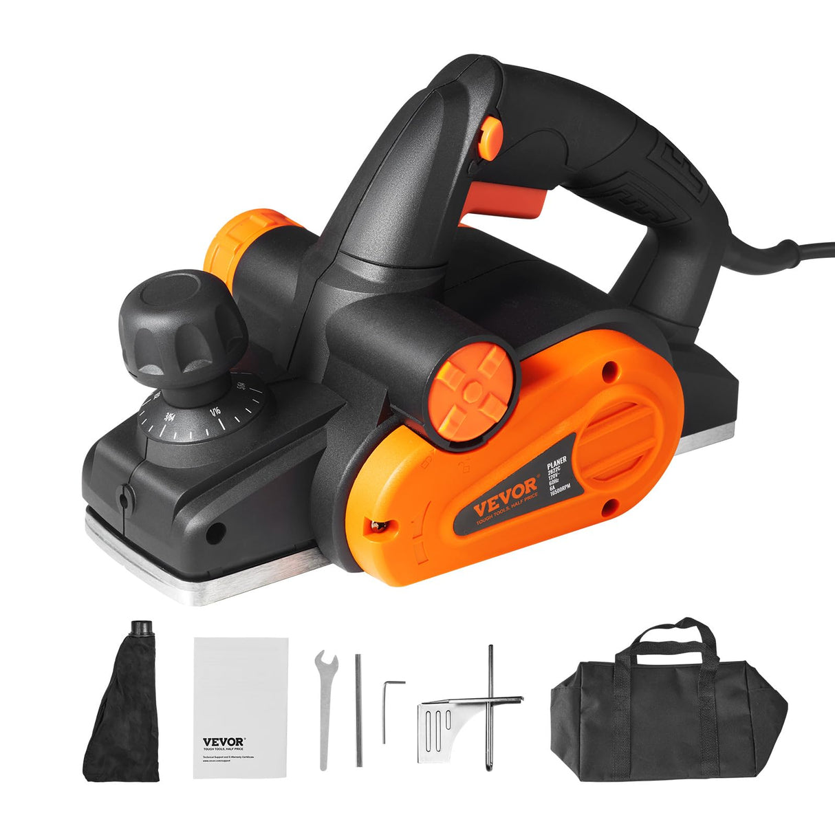 VEVOR Electric Hand Planer, 3-1/4" width Corded Electric Hand Planer, 16500 RPM High-Speed Powerful Electric Handheld Planers for Woodworking, Wood Chamfer DIY, Smooth Finish Carpentry Tool, FCC-SDoC VEVOR