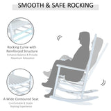 Outsunny Outdoor Rocking Chair, Wooden Rocking Patio Chairs with Rustic High Back, Slatted Seat and Backrest for Indoor, Backyard, Garden, White Outsunny