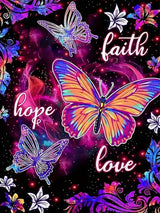 ARPADAMO Diamond Art Kits for Adults,5D Hope, Faith, Love Diamond Painting DIY Butterfly Diamond Art Diamond Painting Kits for Adult,Round Full Drill Diamond, Diamond Art Kits for Home Decor-12x12inch ARPADAMO