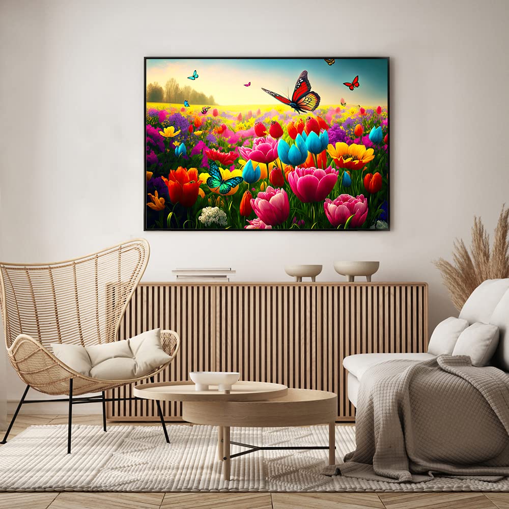 HUADADA Jigsaw Puzzles for Adults 1000 Piece Jigsaw Puzzles for Adults Challenging Game Butterfly Puzzle with Letters on Back（Butterfly and Flower） HUADADA