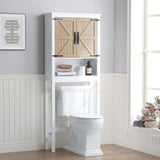 Spirich Over The Toilet Storage Cabinet, Farmhouse Over Toilet Bathroom Organizer with Wood Grain Barn Doors and Adjustable Shelves Spirich