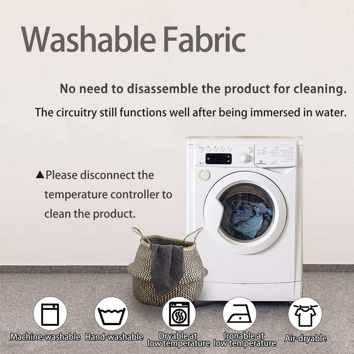 MAXCOM Foldable & Washable Fabric Heated Seat Cushion with Temperature Control & Timer - Whole Back Heating - for Office/Home Use MAXCOM