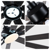 Kayleik 72 Inch Large Ceiling Fan with Lights and Remote, Black Ceiling Fan for 8 Blades 6 Speed Reversible Quiet DC Motor, Outdoor Ceiling Fans for Living Room,Patio,Garage,and Commercial Spaces Kayleik