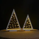 Lighted Christmas Tabletop Decorations, 2Pcs LED Lights Wooden Christmas Tree Table Decor Battery Operated Wood Craft Light Up Ornament for Holiday Winter Party Desk Home Mantel Display Xmas (White) IDATOO